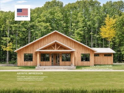 Grand Gable Barndominium Farmhouse - 70' x 40' House Plan Design - 3 Bed 2 Bath