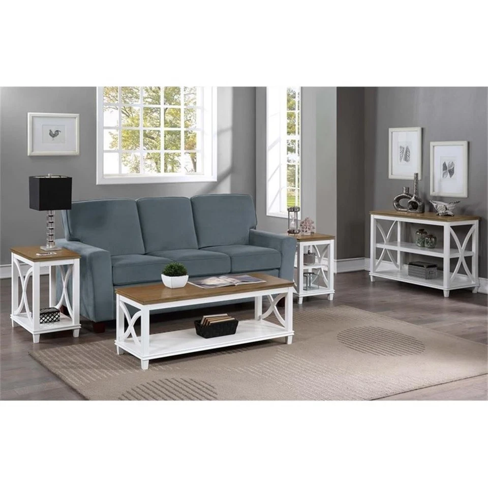 Mesa final Convenience Concepts Florence com acabamento em madeira branca e marrom - Imagem 4 de 4