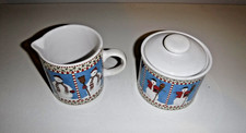 Sakura Debbie Mumm Snowman Creamer  Lidded Sugar Set 1998 GUC