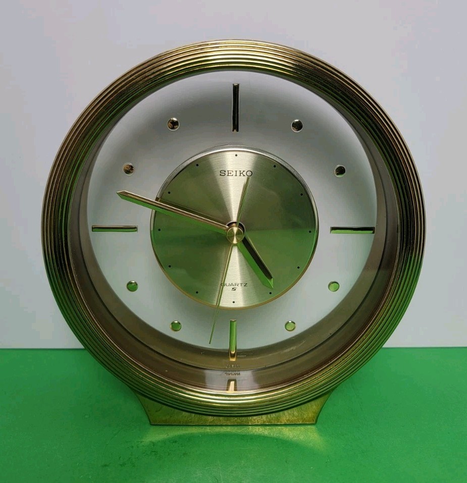 Vintage Seiko Gold Toned With Glass Face Mantel&nbsp;Clock - Mad