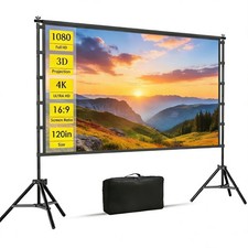 120 Inch Outdoor Projector Screen with Stand Portable 4K Movie Cinema Screen