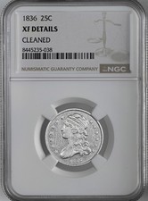 1836  25C CAPPED BUST SILVER QUARTER  NGC XF DETAILS "CLEANED"  #8445235-038