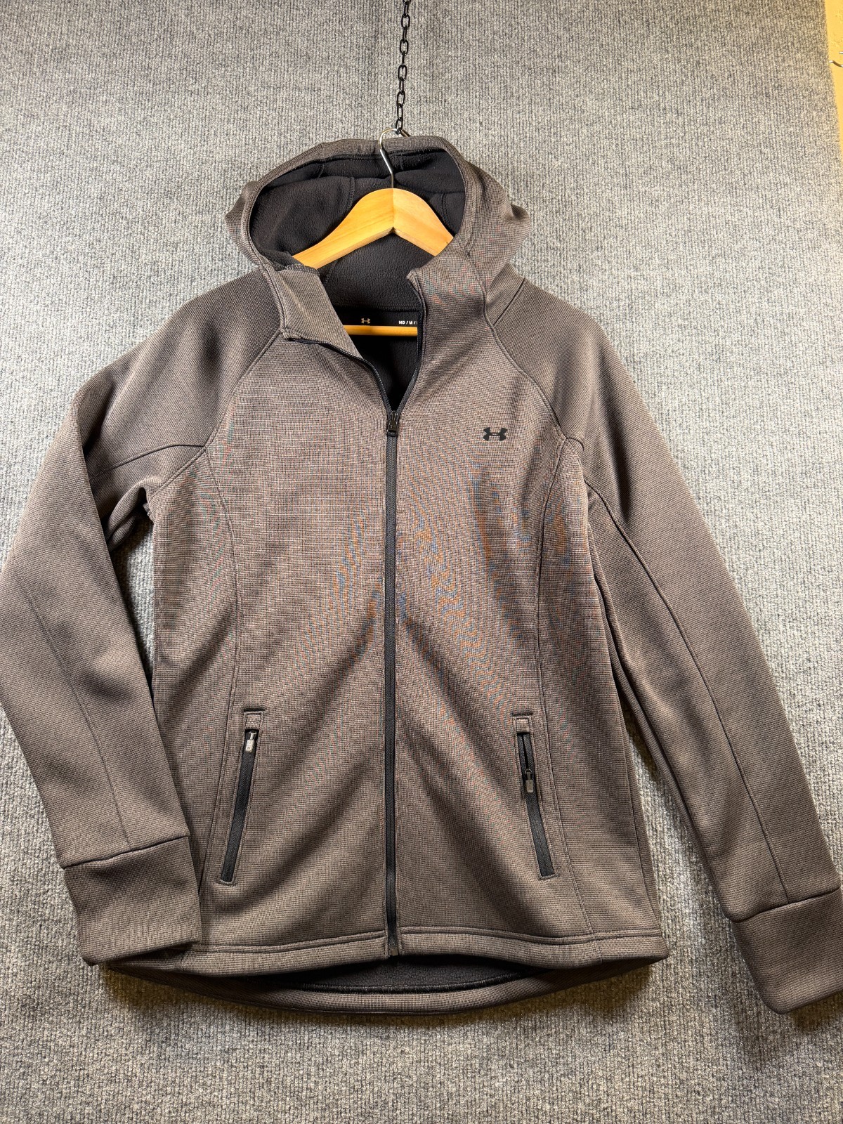 Under Armour Womens Jacket Sz M Gray Loose Cold Gear Full Zip Solid Logo Pockets