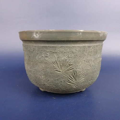 Vaso per bonsai usato tondo intagliato 10 cm (3,9 pollici) giapponese spedizione gratuita - Foto 2 di 8