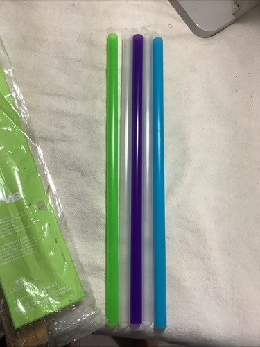 Tervis Set Osf 5 Straws 10” Each~ Purple~ Green~Blue~ 2- Clear