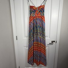 Women's Abstract Print Maxi Dress Spaghetti Strap Festival Boho Sundress
