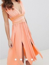 NWT ASOS Pleated Eyelash Lace Midi Dress 2