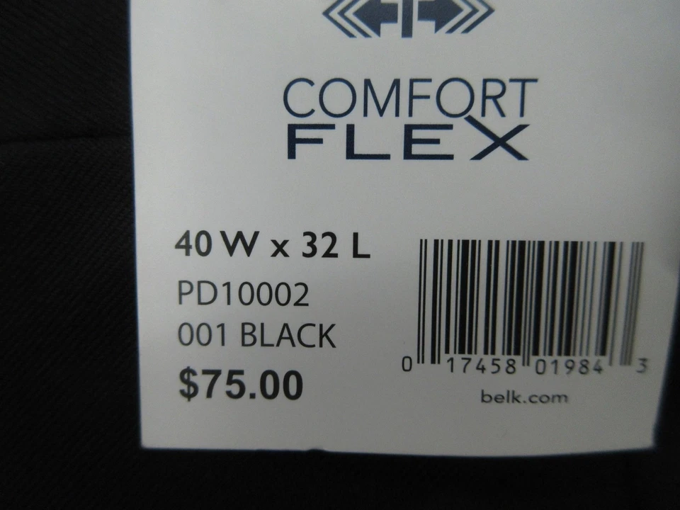 Saddlebred Dress Pants Mens 40x32 Black Traveler Comfort Flex Waist Straight Fit - Image 2 of 4