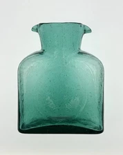 Early Vintage Blenko Handmade Glass 384 Water Bottle in Seedy Sea Green
