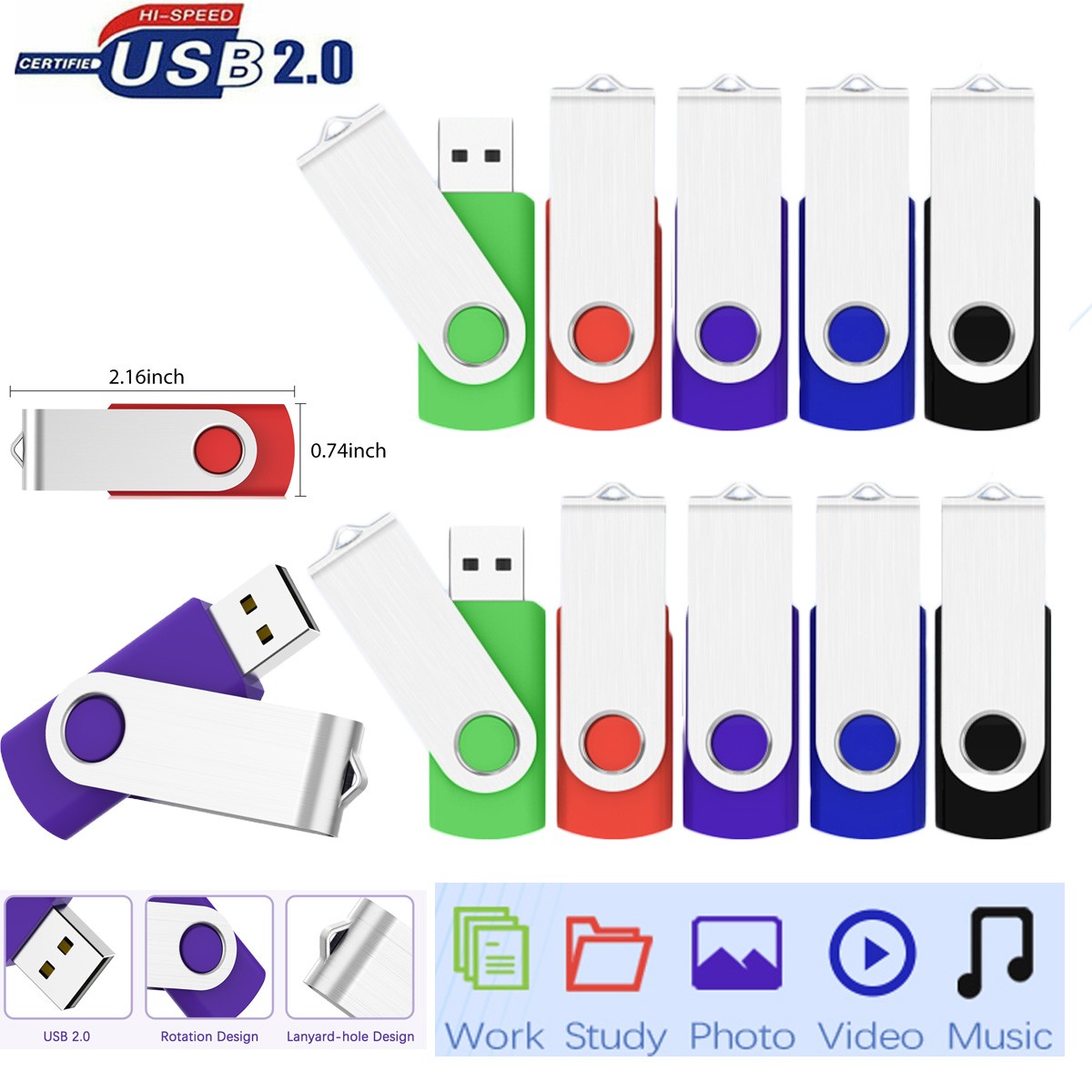 USB 2.0/3.0 Flash Drive Pendrive Memory Stick 2GB,4GB,8GB,32GB,64GB,128GB Lot