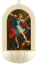 Saint Michael the Archangel  5.25" Holy Water Font, New #AB-337-R2