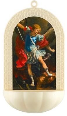 Saint Michael the Archangel  5.25'' Holy Water Font, New #AB-337-R2