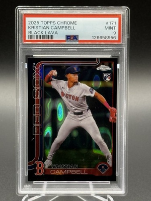 #ad 2025 Topps Chrome KRISTIAN CAMPBELL Black Lava Refractor 10 #171 PSA 9 RC $300.00