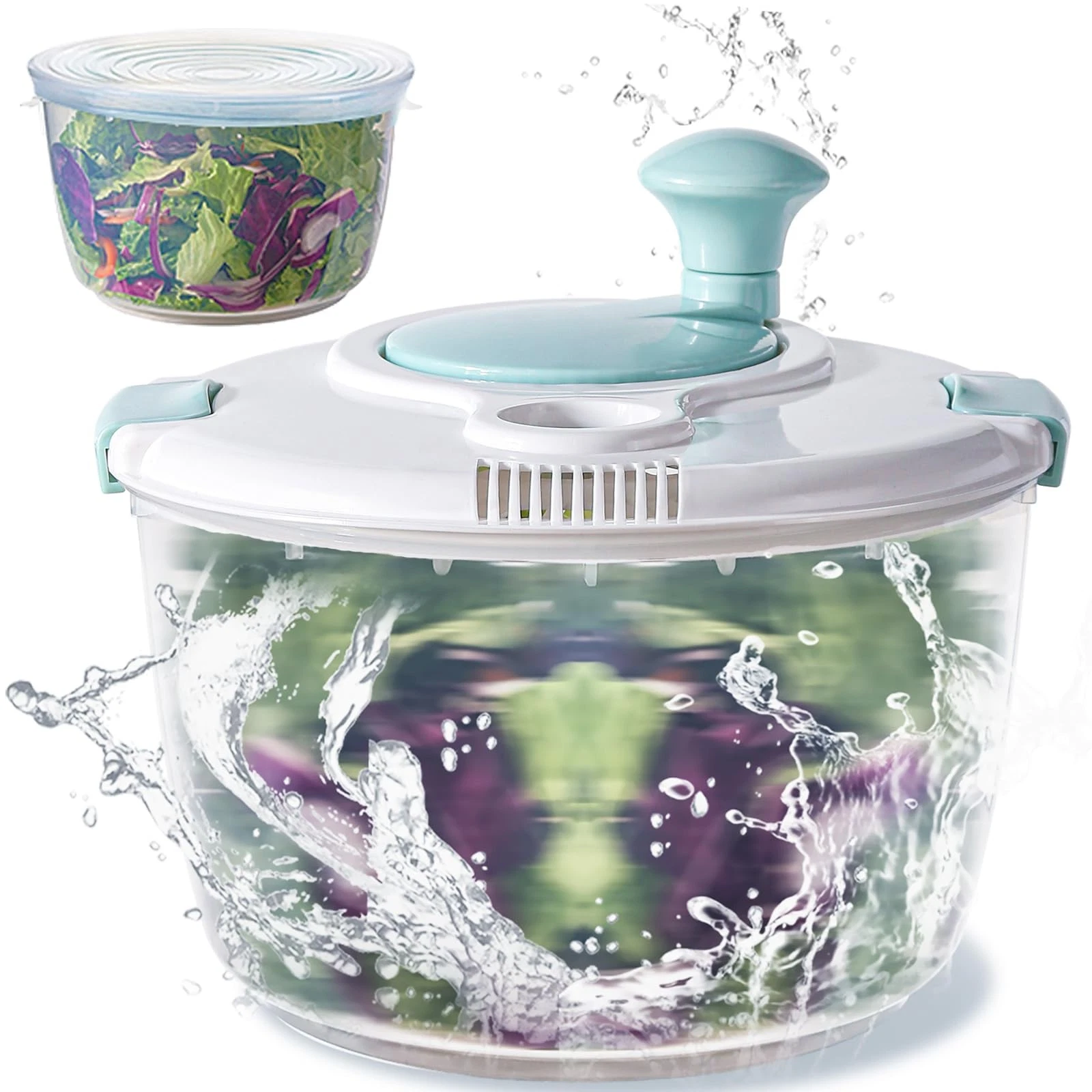 Salad Spinner, Durable Bowl Never Crack. 4.8 Qt Large Capacity Lettuce and Ve...