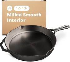 Iron Skillet 12 Inch Pre Seasoned Smooth Mill...