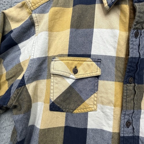 Camisa de franela Bob Timberlake para hombre grande amarilla azul a cuadros manga larga con botones - Imagen 7 de 15
