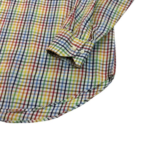 Etro Shirt Men XXL COLORFUL rainbow Casual Button Down Plaid Dress Shirt Italy - Picture 6 of 21