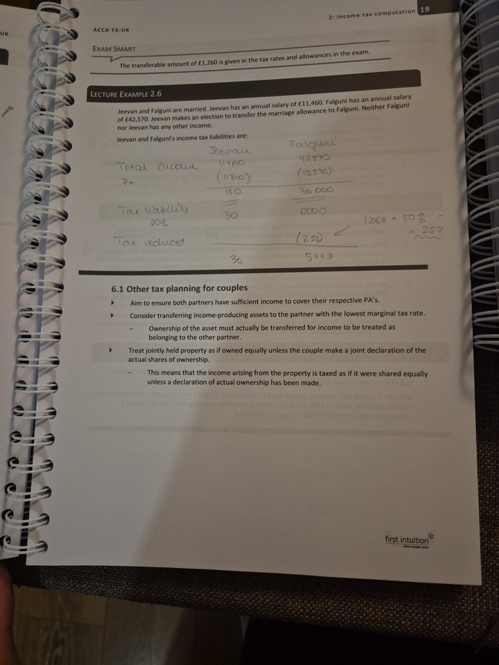 ACCA FIRST INTUITION TAXATION TX COURSE NOTES QUESTION BANK REVISION ...