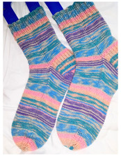 Hand knit socks; Pastel Stripes; Ice Cream Colors 