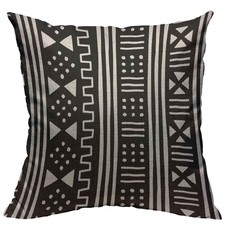 Throw Pillow Covers Afrocentric White Black African Mud-Cloth Mud-Print Cotto...