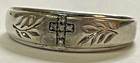 Sterling Silver 925 Diamond Cross Leaf Petal Design Size 10.5 Band 5.2 Grams — photo 4
