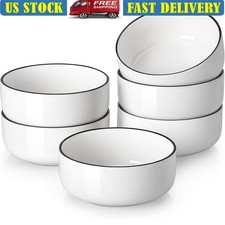 6 Piece Porcelain Cereal Bowl Set Eco-Friendly Durable Oven Safe Easy Clean New