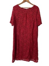 Women’s Talbots Festive Red Lace Holiday Shift/sheath Dress Size 20W Christmas
