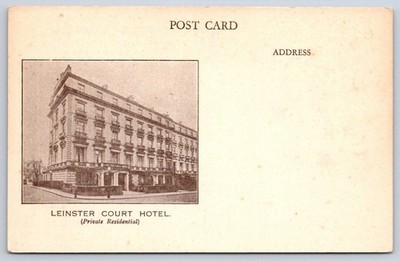 Antique England Postcard LONDON Leinster Court Hotel Hyde Park 1920s