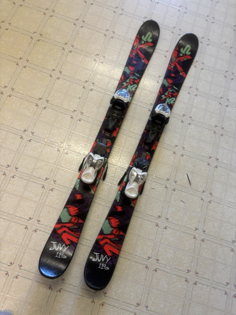 K2 JUVY TWIN TIP YOUTH /KIDS SKIS 119cm w MARKER 7.0 ADJUSTABLE