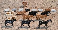 Vintage Set of 19 Celluloid Farm Animals Horse Sheep Pigs And Cows