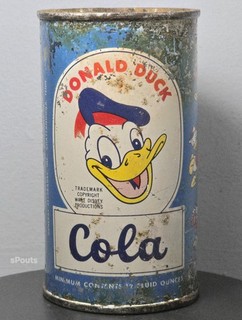 DONALD DUCK COLA FLAT TOP SODA CAN WALT DISNEY CARTOON TENNESSEE MINNESOTA BLUE