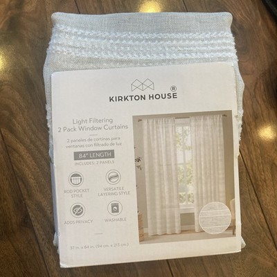 Kirkton House Light Filtering Window Curtains 2 Panel Set 37x84 Linen Look Cream