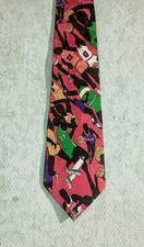   Excellent Vintage Silk Hand Sewn Nicole Miller Tie Basketball 1991 3"W 52"L  