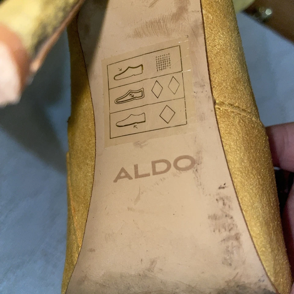 Botines de Tacón Aldo Mujer Talla 6.5 M Amarillo Gamuza Sintético Salir de Fiesta Foto 2 de 4