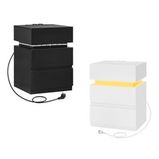 1/2x Nachttisch Nachtschrank mit LED und Steckdose 2 Schubladen Beistellkommode