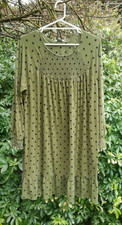NEXT GREEN & BLACK POLKA DOT SMOCK DRESS SIZE 22