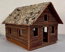 Antique 19th Century Wood Log Cabin House Model Toy Primitive Folk Art Americana