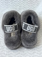 UGG Fluff Yeah Slide Charcoal Gray Sheepskin Slingback Slipper 1095119 Women's 9