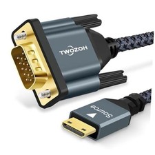 Mini HDMI to VGA Cable Gold-Plated  Braided Mini HDMI VGA Male to 6.6FT