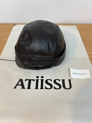 帽子 atiissu cap ATIISSU Wing Cap Black PU Leather Logo Baseball Hat 100% Authentic