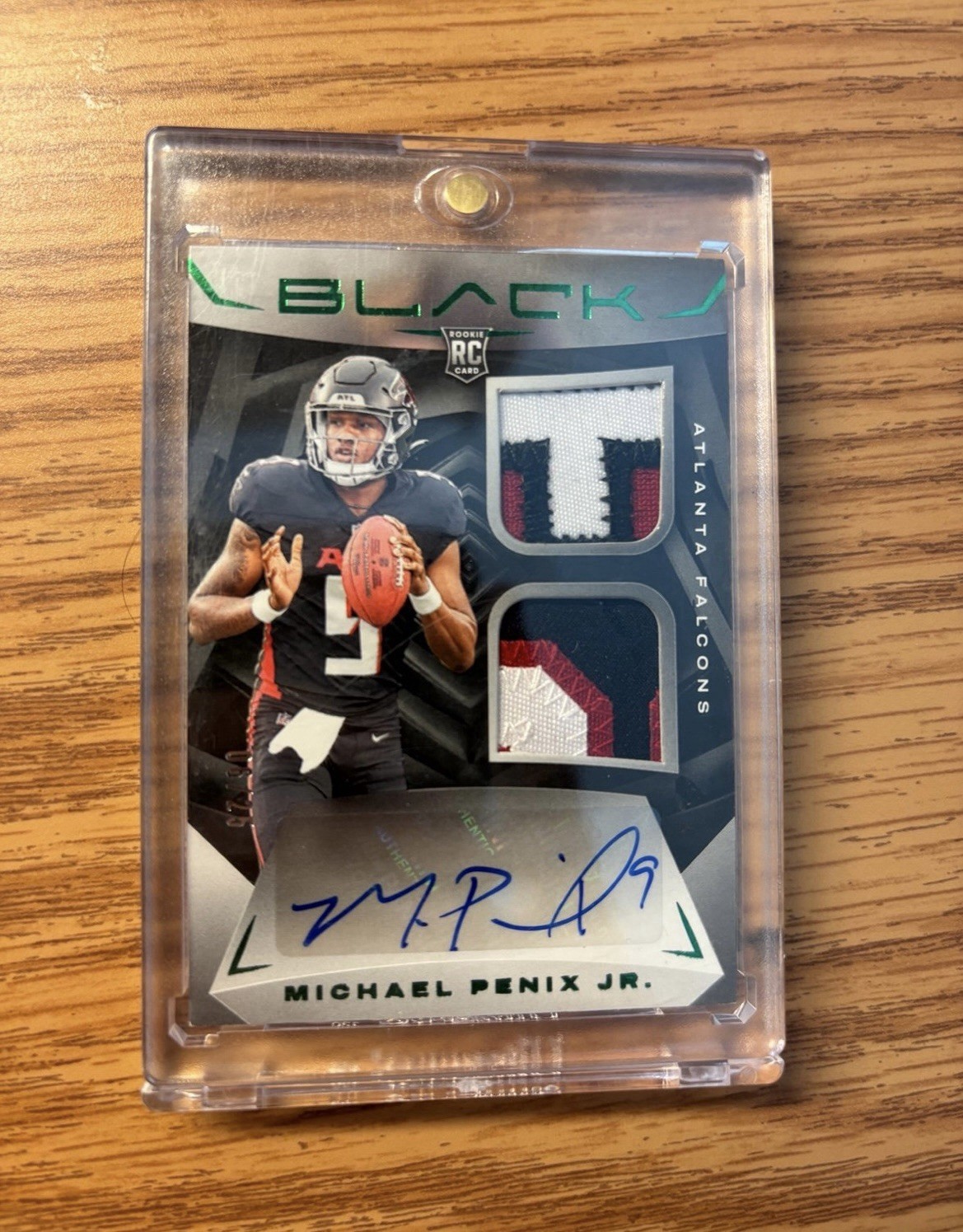 2024 Panini Black - Rookie Patch Autograph Michael Penix Jr. #201 Emerald /25