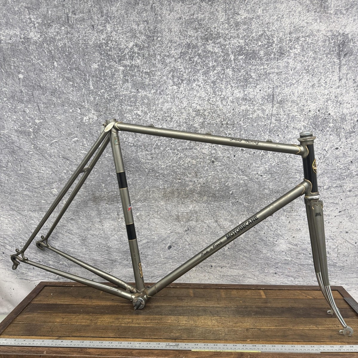 Vintage Motobecane Grand Touring Road Bike Frame 59cm Steel Silver