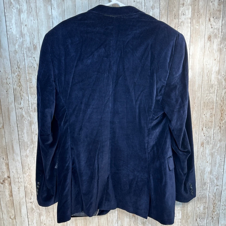 Chaqueta Blazer Para Hombre Camilioni Italia Azul Marino Terciopelo Lujo Hecha en Italia 46L Foto 3 de 4