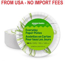 Amazon Basics Everyday Disposable Paper Plates, 8.62 Inch, Microwave-Safe, Cut R