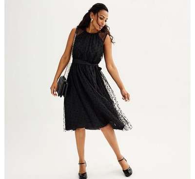 Draper James RSVP Women's Sz XS Dot Black Tulle Dress Lined Full Skirt NWOT