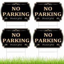4 Pcs No Parking Signs with Metal Poles 12 x 8 Inch Waterproof and Climate Re...