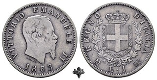 REGNO D'ITALIA 1 lira 1863 Milano ARGENTO Vittorio Emanuele II