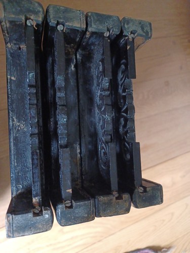 Vintage Chinese Black Lacquer & Hard Stone Carvings 4 Panel 3D  Table Screen  - Picture 22 of 24