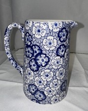 "Jarra jarra jarra Burleigh Ironstone azul calicó Staffordshire Inglaterra 6"""