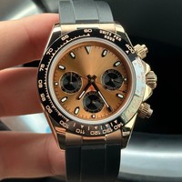 Custom VK63 Meca-Quartz Chrono Rose Gold, Copper Dial, Tachymeter, Rubber Strap